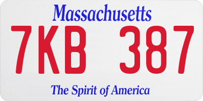 MA license plate 7KB387