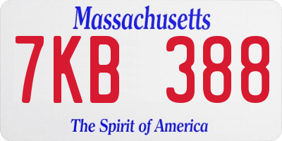 MA license plate 7KB388