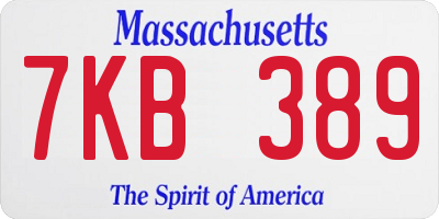 MA license plate 7KB389