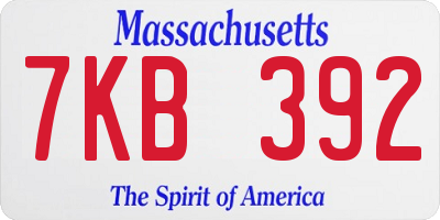 MA license plate 7KB392