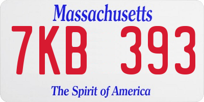 MA license plate 7KB393