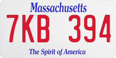 MA license plate 7KB394