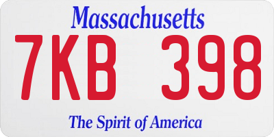 MA license plate 7KB398