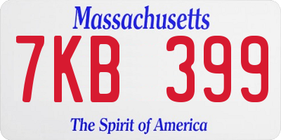 MA license plate 7KB399