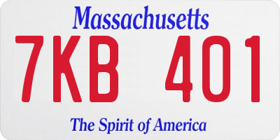 MA license plate 7KB401