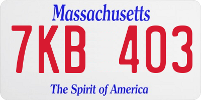 MA license plate 7KB403