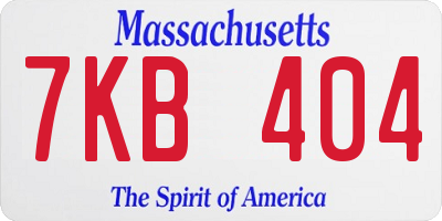 MA license plate 7KB404