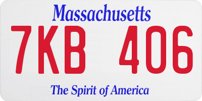 MA license plate 7KB406