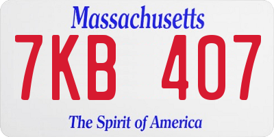 MA license plate 7KB407