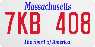 MA license plate 7KB408