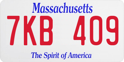 MA license plate 7KB409