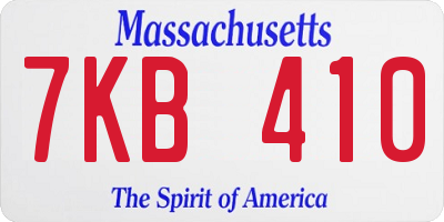 MA license plate 7KB410