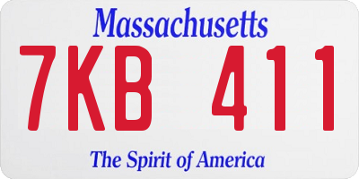 MA license plate 7KB411