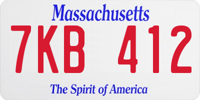MA license plate 7KB412