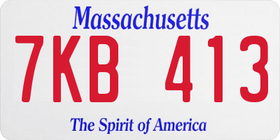 MA license plate 7KB413