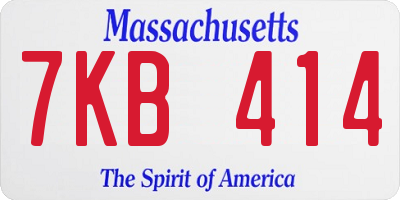 MA license plate 7KB414