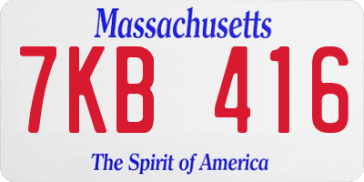 MA license plate 7KB416