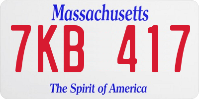 MA license plate 7KB417
