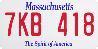 MA license plate 7KB418