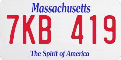 MA license plate 7KB419