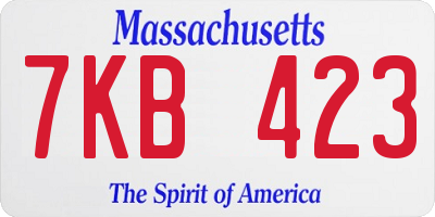 MA license plate 7KB423