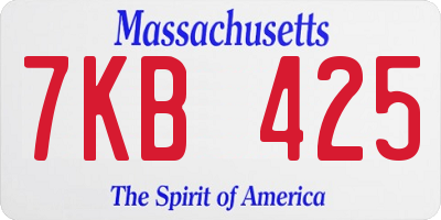MA license plate 7KB425