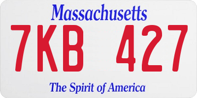 MA license plate 7KB427
