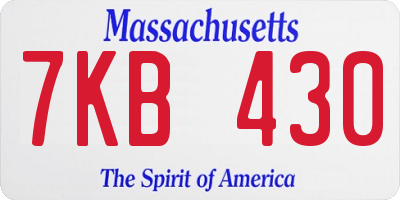 MA license plate 7KB430