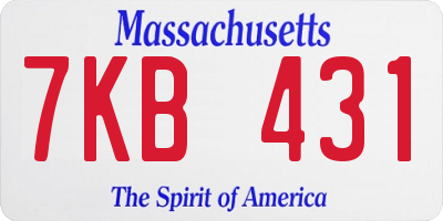 MA license plate 7KB431