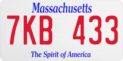 MA license plate 7KB433