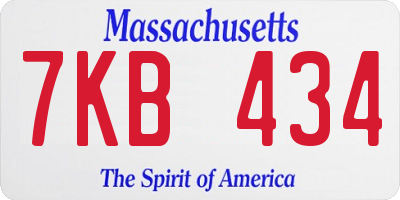 MA license plate 7KB434