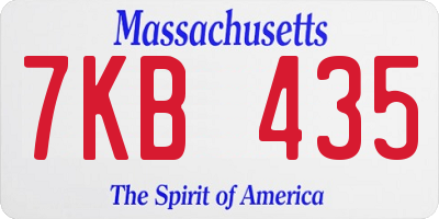 MA license plate 7KB435