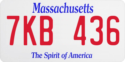 MA license plate 7KB436