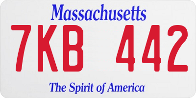 MA license plate 7KB442
