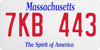 MA license plate 7KB443