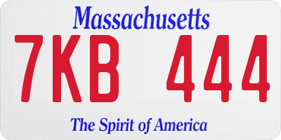 MA license plate 7KB444