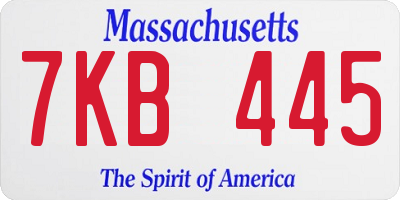 MA license plate 7KB445