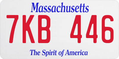 MA license plate 7KB446