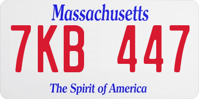 MA license plate 7KB447