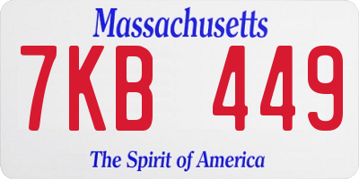 MA license plate 7KB449