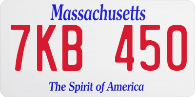 MA license plate 7KB450
