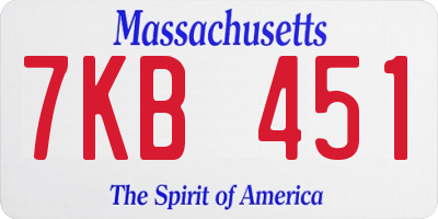MA license plate 7KB451