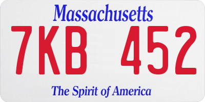 MA license plate 7KB452