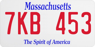MA license plate 7KB453