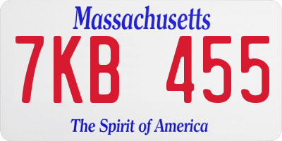 MA license plate 7KB455