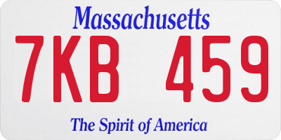 MA license plate 7KB459