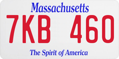 MA license plate 7KB460