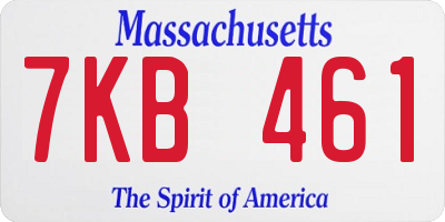 MA license plate 7KB461