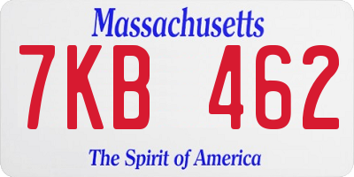 MA license plate 7KB462