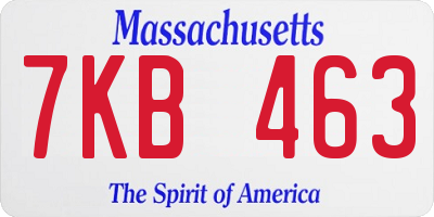 MA license plate 7KB463